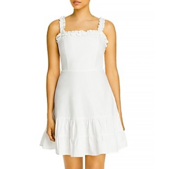 Aqua Dresses & Skirts - AQUA White Ruffle Strap Mini Dress
